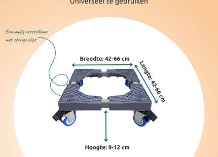 George Napoli Wasmachine Verhoger met 4 Wielen (max 200 kg)