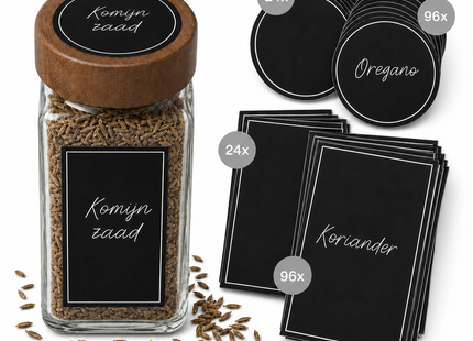 Kruidenstickers Set – 240 Stickers voor Kruidenpotjes – Inclusief Witte Stift