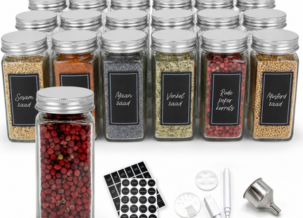 George Napoli kruidenpotjes met aluminium deksel – Luxe set 24 stuks