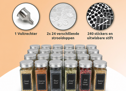 George Napoli kruidenpotjes met aluminium deksel – Luxe set 24 stuks