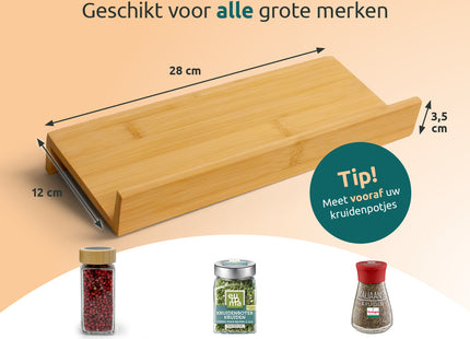 George Napoli Kruidenrek Lade met 24 Kruidenpotjes - Glas & Bamboe deksels