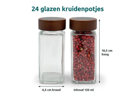 Spice jars set 24 stuks met acacia houten deksels