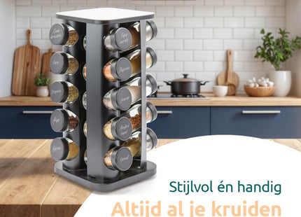 Zwart kruidenrek vierkant geschikt voor kruidenpotjes set