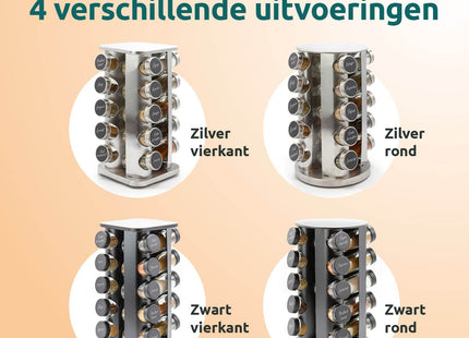 Zwart kruidenrek draaibaar voor overzichtelijk opbergen kruiden
