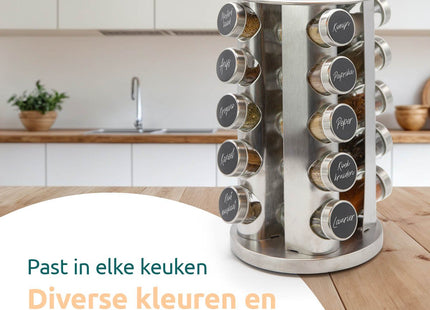 Draaibaar kruidenrek voor keuken met stijlvol zilver design
