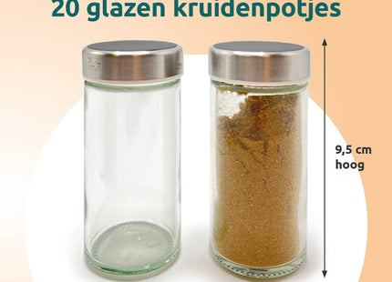 Draaibare kruidenhouder met 20 glazen potjes voor keuken