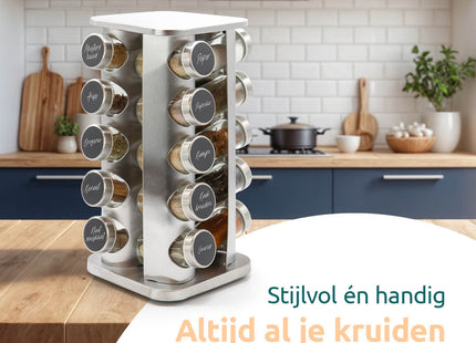 Draaibaar kruidenrek zilver vierkant stijlvol en praktisch