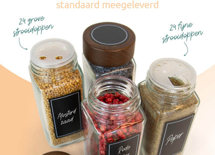 Lade kruidenrek met 24 glazen potjes voor georganiseerde keuken