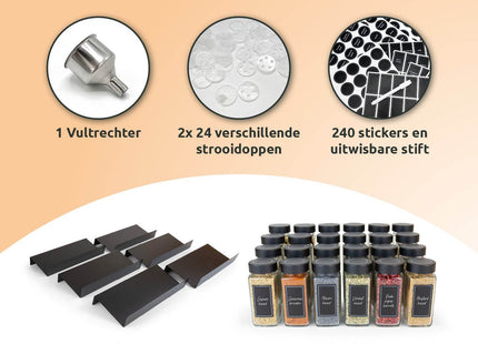 Uitschuifbaar kruidenrek lade met glazen kruidenpotjes