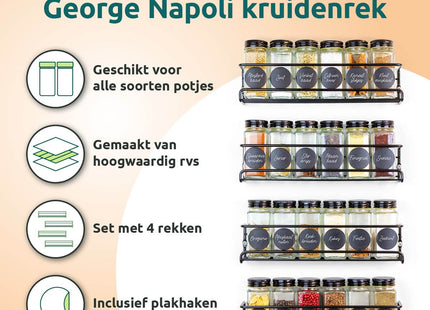 Wand kruidenrek 4 lagen geschikt voor 24 kruidenpotjes