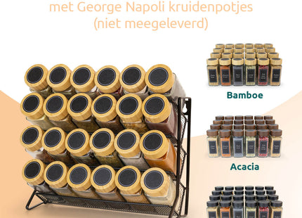 Ophangbaar kruidenrek zwart met 24 potjes voor keuken