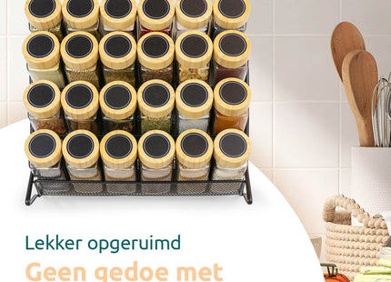 Zwart kruidenrek 4 lagen geschikt voor kruidenpotjes set