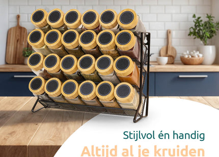 Kruidenrek zwart metaal 4 laags voor georganiseerde keuken