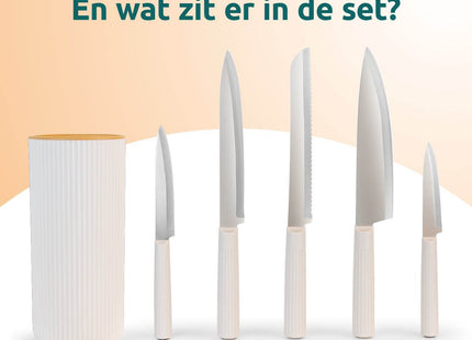 Messenset met blok wit geschikt voor snijden van vlees en groenten