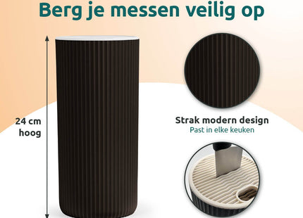 Messenset zwart met blok geschikt voor vlees, groenten en brood