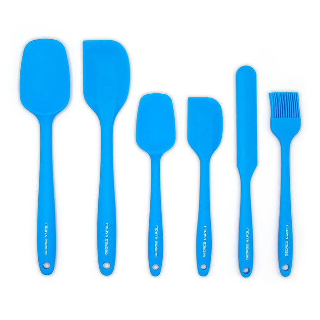 George Napoli siliconen spatel set 6-delig blauw voor koken en bakken