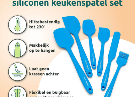 Siliconen spatels blauw krasvrij geschikt voor anti-aanbak pannen