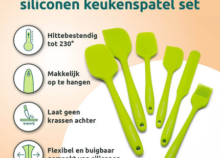Groene siliconen pannenlikker set hittebestendig en flexibel