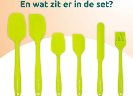 Siliconen spatels groen krasvrij geschikt voor anti-aanbak pannen