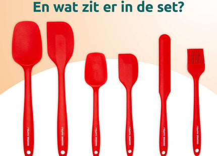 Siliconen spatels rood krasvrij geschikt voor anti-aanbak pannen