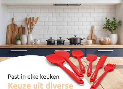 George Napoli spatel set rood inclusief pannenlikker en kookgerei