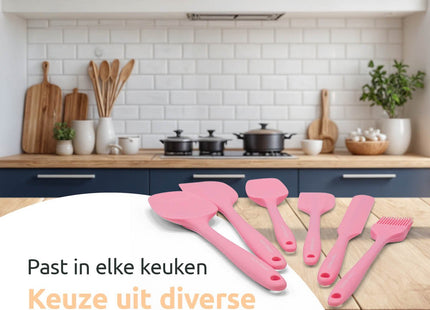 6-delige keukenset van siliconen in roze duurzaam en praktisch