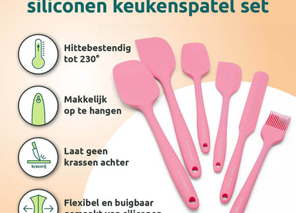 Roze siliconen pannenlikker set hittebestendig en flexibel