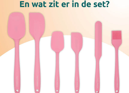 Siliconen spatels roze krasvrij geschikt voor anti-aanbak pannen