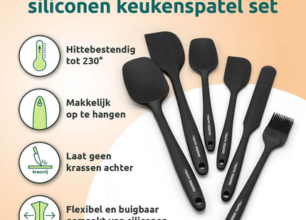 Zwarte siliconen pannenlikker set hittebestendig en flexibel
