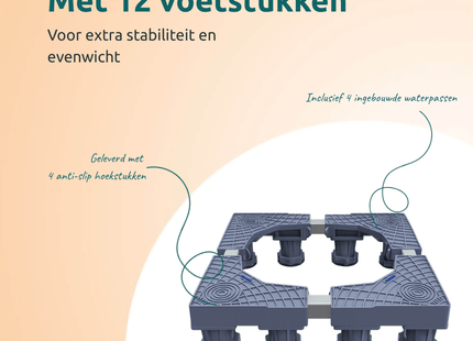 Stevige wasmachine sokkel met 12 poten voor minder trillingen