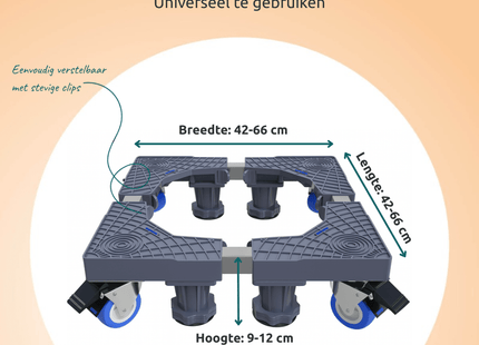 Verhoger voor wasmachine en droger met trillingsdempende poten
