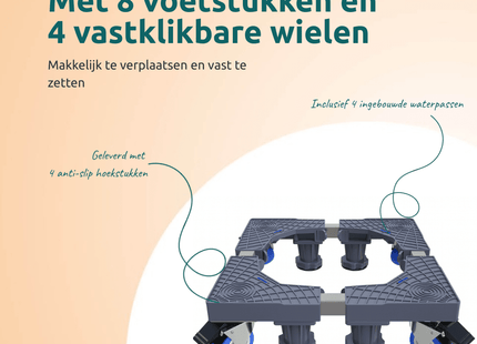 Wasmachine verhoger met wielen voor eenvoudig verplaatsen en stabiliteit